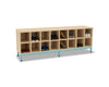 16 Compartment Bench-Cloakroom, Shelves, Storage, Wellbeing Furniture-Maple-Cyan-Learning SPACE