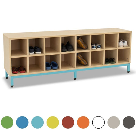 16 Compartment Bench-Cloakroom, Shelves, Storage, Wellbeing Furniture-Learning SPACE