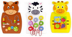 Animal Activity Wall Panel Toy - Set of 3-Additional Need, Fine Motor Skills, Gifts For 1 Year Olds, Helps With, Maths, Primary Maths, sensory activity, Sensory Wall Panels & Accessories, Shape & Space & Measure, Sound, Stock, Tactile Toys & Books, Tracking & Bead Frames, Viga Activity Wall Panel-Learning SPACE