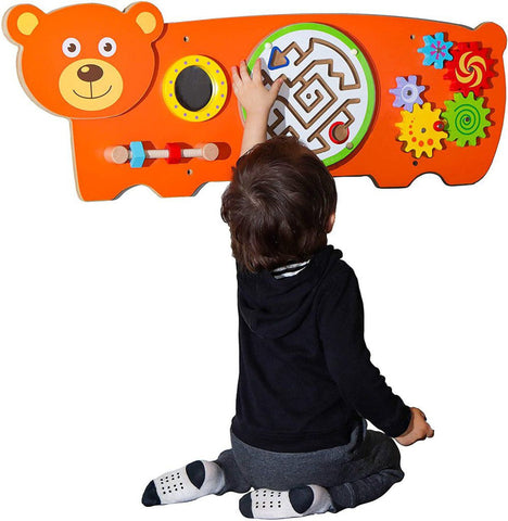 Bear Activity Wall Panel Toy-Additional Need, Fine Motor Skills, Gifts For 1 Year Olds, Helps With, Maths, Primary Maths, sensory activity, Sensory Wall Panels & Accessories, Shape & Space & Measure, Sound, Stock, Strength & Co-Ordination, Tactile Toys & Books, Tracking & Bead Frames, Viga Activity Wall Panel-Learning SPACE