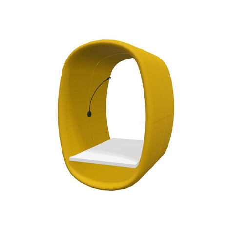 BuzziRing - Wall Mounted Acoustic Privacy Booth-bespoke, booth, Buzzi Space, Dividers, Library Furniture, Noise Reduction, Wellbeing Furniture-Hazy Yellow - TRCS 9309-White Melamine-Learning SPACE