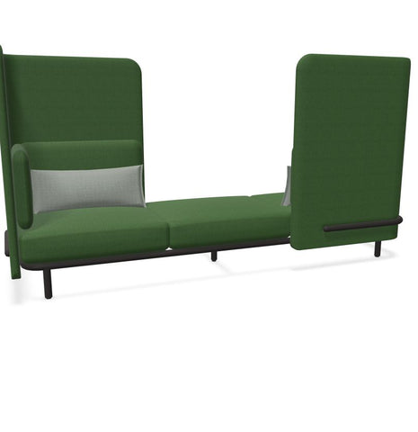 BuzziSpark Sound Reducing Sofa-Armchair, bespoke, booth, Buzzi Space, Full Size Seating, Noise Reduction, Padded Seating, Seating, Sofa, Wellbeing Furniture-Original AG103 - Left open (3 Person)-High-Hazy Green - TRCS+ 9704-Learning SPACE