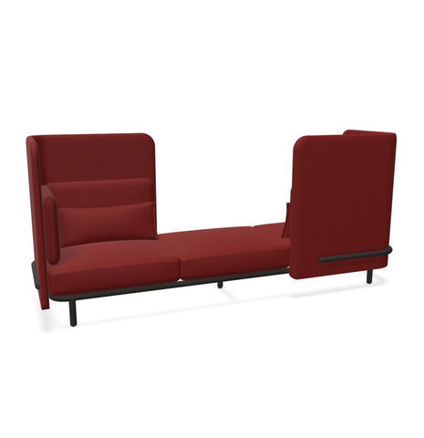 BuzziSpark Sound Reducing Sofa-Armchair, bespoke, booth, Buzzi Space, Full Size Seating, Noise Reduction, Padded Seating, Seating, Sofa, Wellbeing Furniture-Original AG103 - Left open (3 Person)-Medium-Hazy Red - TRCS+ 9405-Learning SPACE