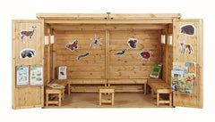 Community Cabin Benches - 6 Wooden Benches & 1 Stool-Children's Wooden Seating, Cosy Direct, Outdoor Classroom, Seating-Learning SPACE