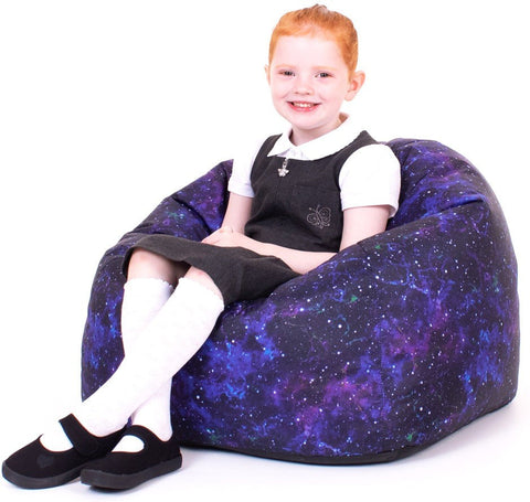 Galaxy Print UV Reactive Children's Bean Bag-AllSensory, Bean Bags, Bean Bags & Cushions, Eden Learning Spaces, Star & Galaxy Theme Sensory Room, Stock, Teenage & Adult Sensory Gifts, UV Reactive, Wellbeing Furniture-Learning SPACE