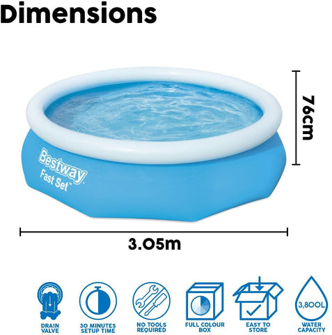 Medium Fast Set Pool (10Ft)-Bestway, Seasons, Stock, Summer, Swimming Pools-Learning SPACE