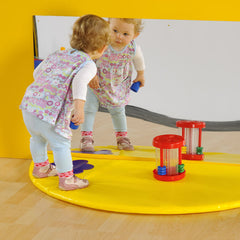 Plain Semi Circle Mat with Rectangular Mirror Set-AllSensory, Floor Padding, Matrix Group, Padding for Floors and Walls, Sensory Mirrors, Soft Play Sets-Blue-Learning SPACE