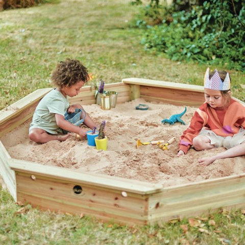 Plum® Giant Wooden Sand Pit [Natural]-Classroom Resources, Eco Friendly, Educational Play, Messy Play, Outdoor Play, Outdoor Sand & Water Play, Playground Equipment, Plum Play, Sand, Sand & Water, Sand Pit, Seasons, Stock, Summer-Learning SPACE