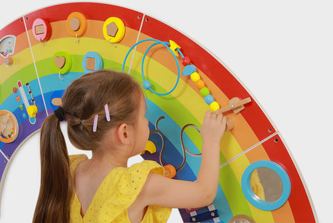 Rainbow Activity Wall Panels-Arts & Crafts-Additional Need, Fine Motor Skills, Helps With, Maths, Primary Maths, Rainbow Theme Sensory Room, Sensory Wall Panels & Accessories, Shape & Space & Measure, Strength & Co-Ordination, Viga Activity Wall Panel-Learning SPACE