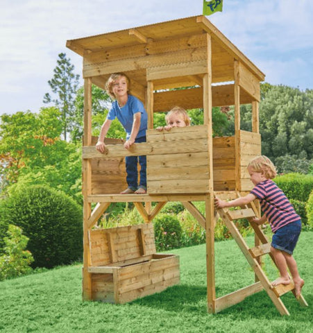 TP Tree Tops Wooden Tower Playhouse-Outdoor Climbing Frames, Outdoor Slides, Play Houses, Playground Equipment, Playhouses, TP Toys-Learning SPACE